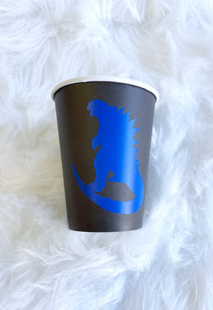 black and blue godzilla cups