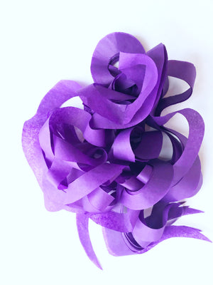 purple curly tissue paper