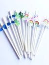 Unicorn and dragon party straws, biodegradable