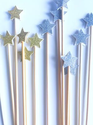 silver and gold star cupcake toppers