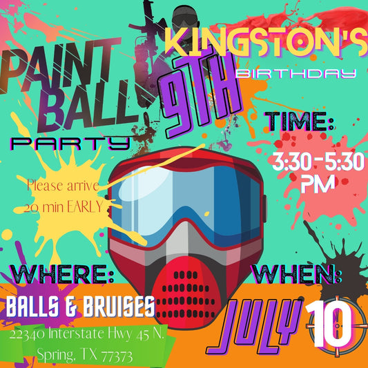 Paintball Birthday Invitation