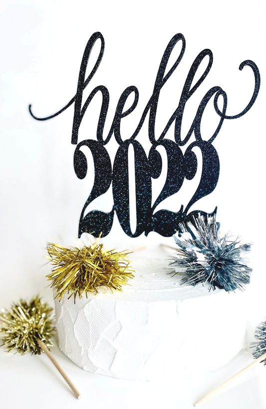 Customizable Hello New Year Cake Topper