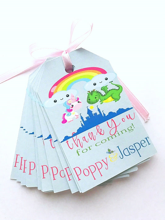 Personalized Thank You Tags-Unicorn & Dragon