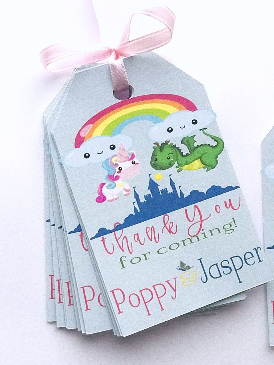 Personalized Thank You Tags-Unicorn & Dragon