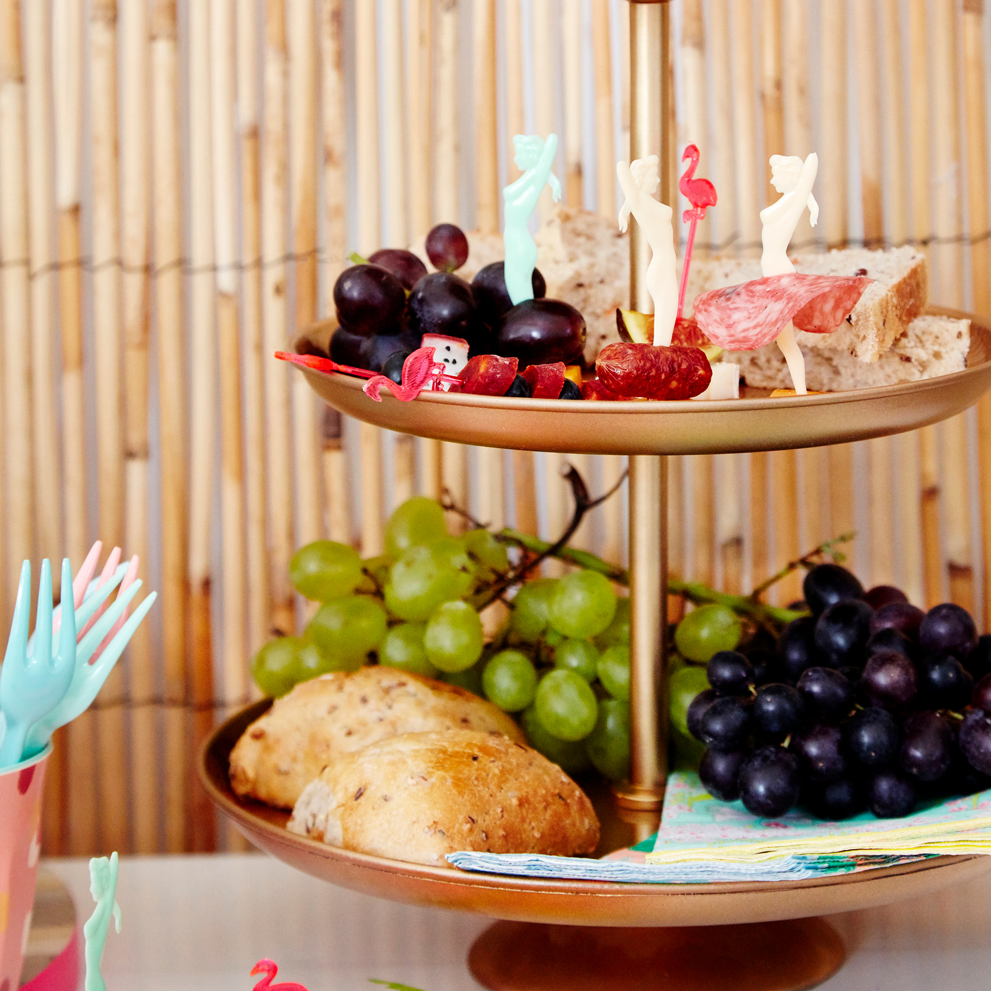 gold metal cake stand for entertaining