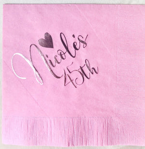 pink birthday napkin