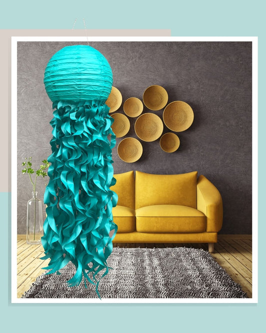 Teal Jellyfish Paper Lantern DIY KIT