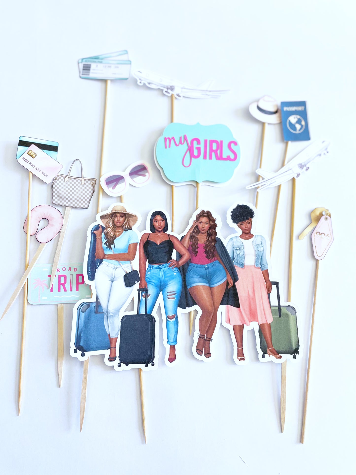 Girls Trip Cake Topper Set| Road Trip| Fun Girl Vacation| People Of Color