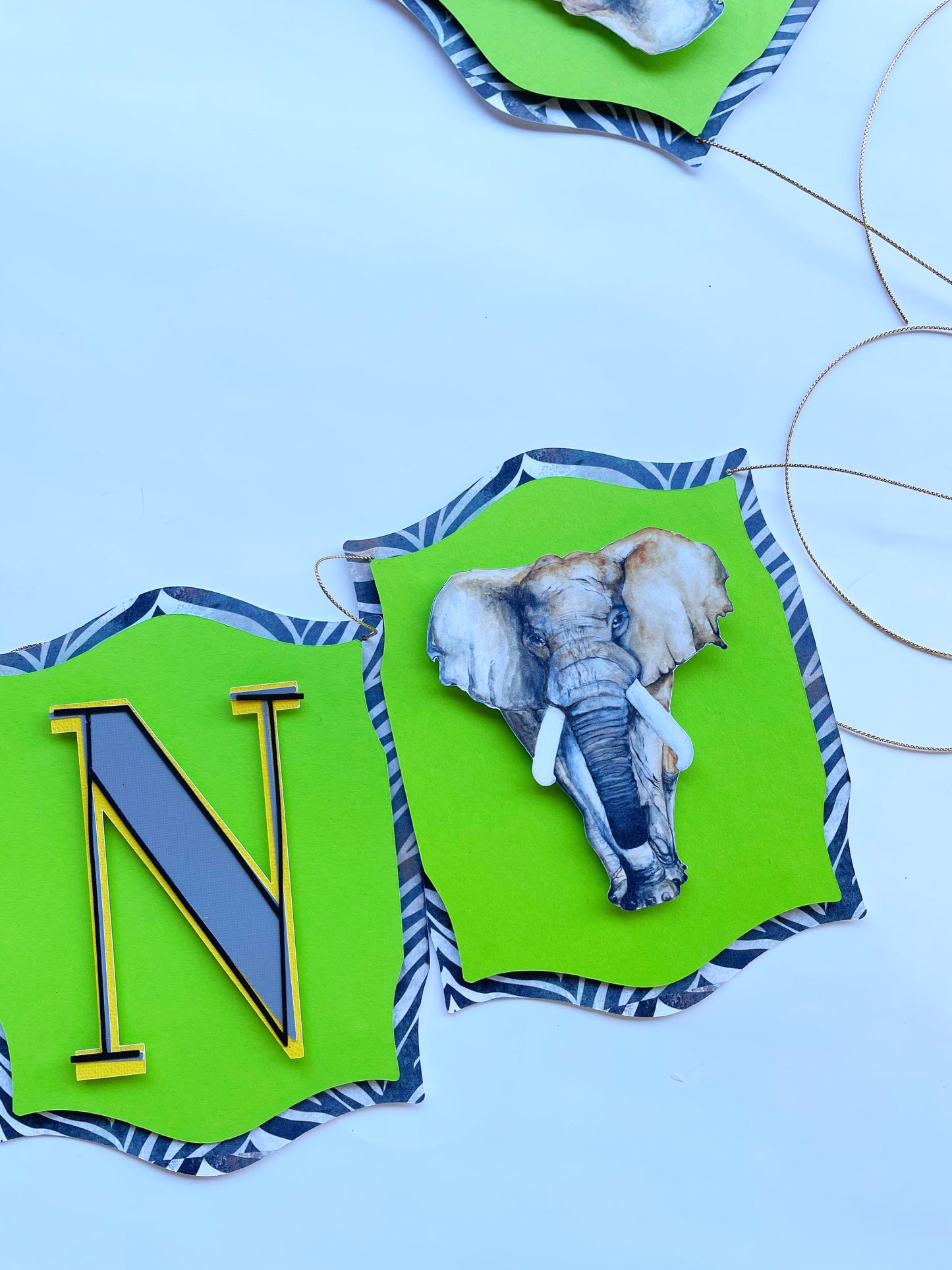 Safari Elephant Name Banner