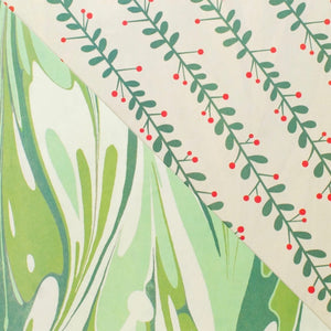 Marbled/Mistletoe • Double-sided Eco Wrapping Paper •Holiday