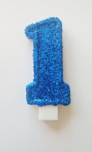 Large Blue Glitter Birthday Candle