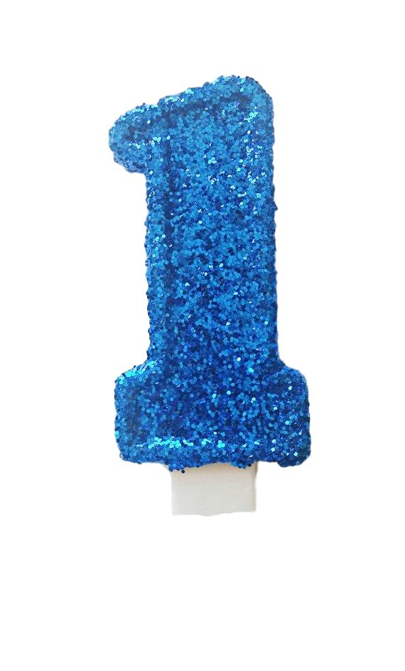 Large Blue Glitter Birthday Candle