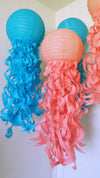 Mermaid Party jellyfish lanterns, Under the sea party, coral and turquoise paper lanterns