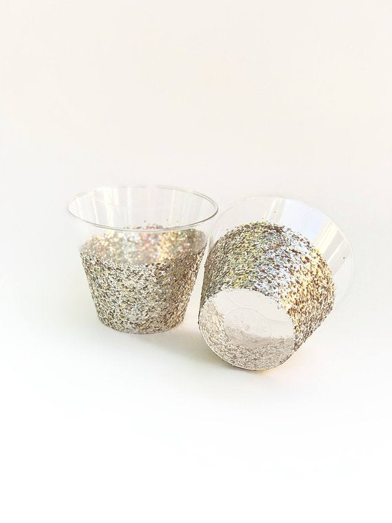 champagne gold glitter cocktail cups