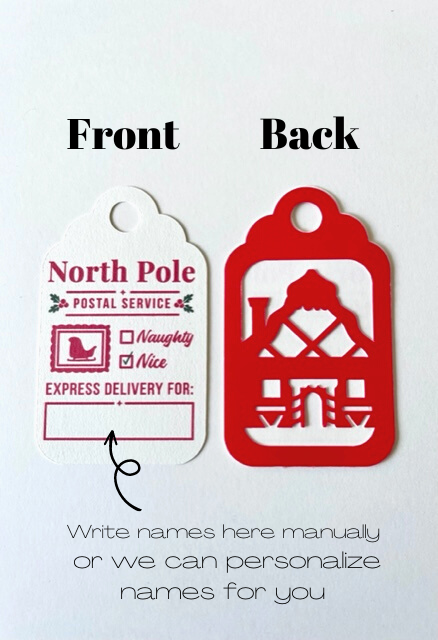 Christmas North Pole Express Gift label, Naughty Nice list