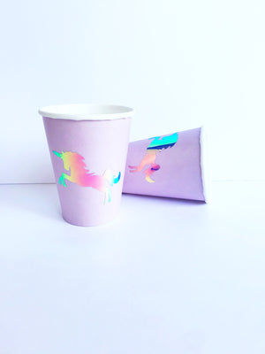 unicorn paper cups with holographic