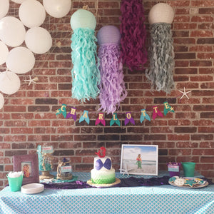 Recycled Paper Jellyfish Lanterns| Plum, Aqua, Soft Lavender and Gray