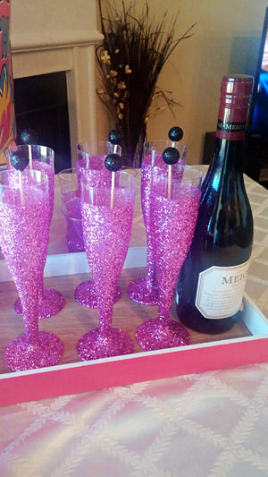 Dark Pink Glitter Champagne Flutes – Party Snobs