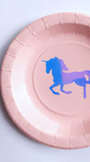 unicorn party pink small paper plates