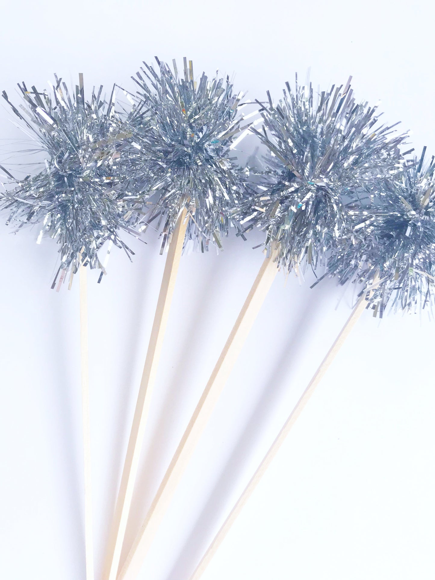 Silver tinsel drink stirrers