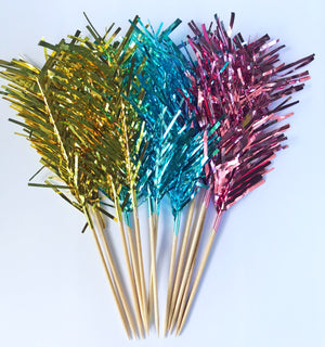 metallic cocktail feather picks by Rice