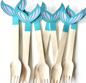 Mermaid Tail Wooden Forks
