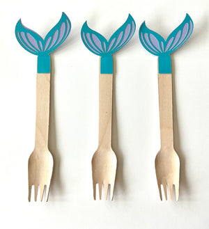 Mermaid Tail Wooden Forks