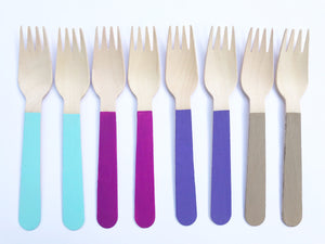 wooden hand painted forks