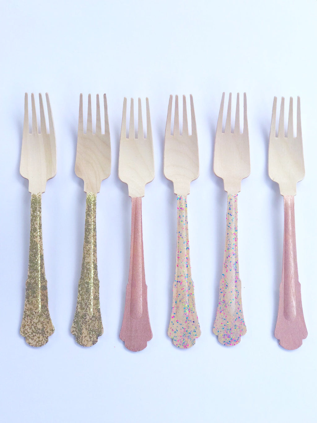 wooden elegant forks pastel
