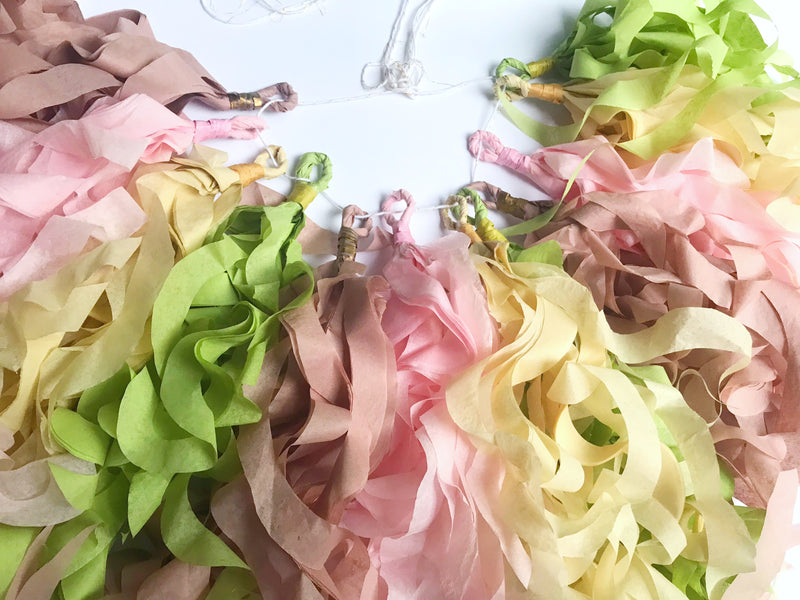 curly tissue paper garland