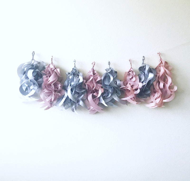metallic silver and rose gold tissue garland