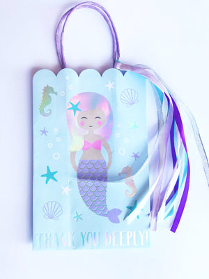mermaid holographic foil gift bag for party favors