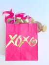 Red paper gift bag hugs and kisses for Valentines Day