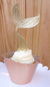 Gold glitter mermaid tail cupcake pins