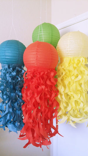 Mermaid Party jellyfish lanterns, Under the sea party, hungry caterpillar paper lanterns