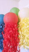 Red, Blue, Green and yellow paper jellyfish lanterns