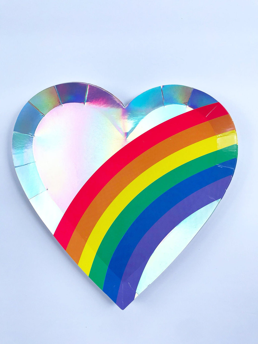 rainbow heart shaped paper plates by meri meri