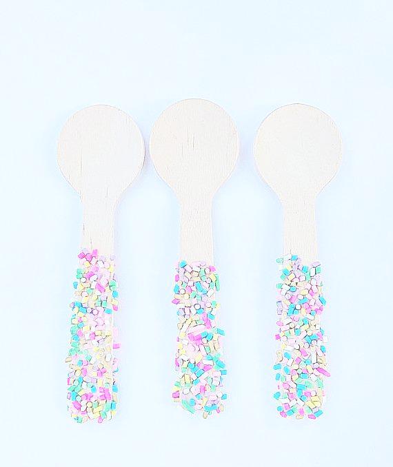 Ice cream sprinkle mini wooden spoons for an ice cream party