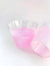 plastic cups in pink glitter