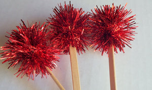 red tinsel cupcake toppers for cupcake decor