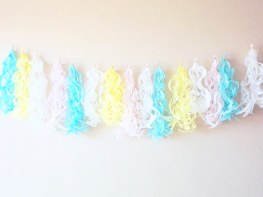 Pastel curly tassel garland