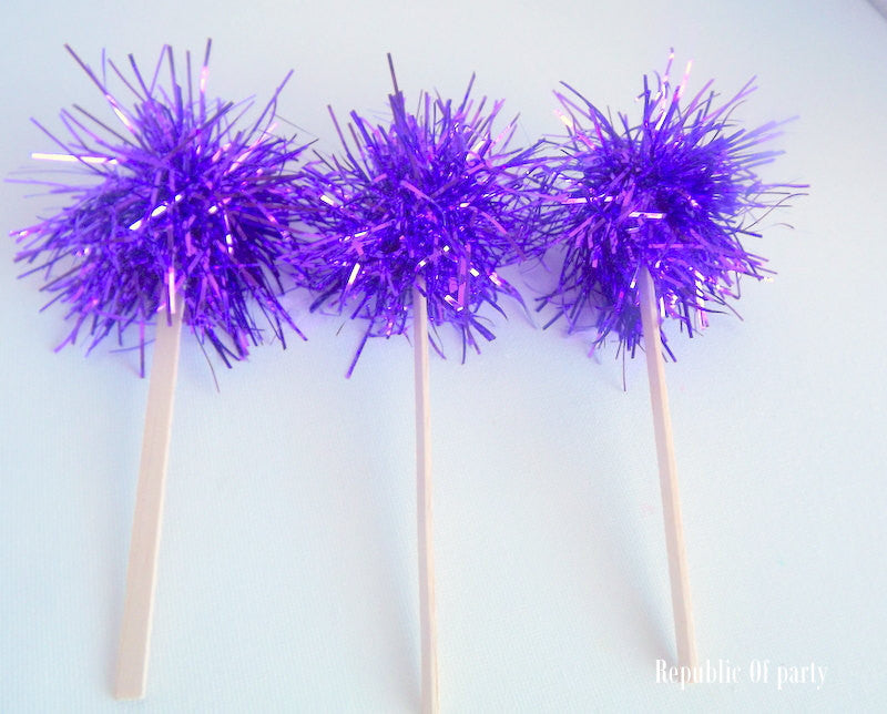 Purple Tinsel Drink Stirrers