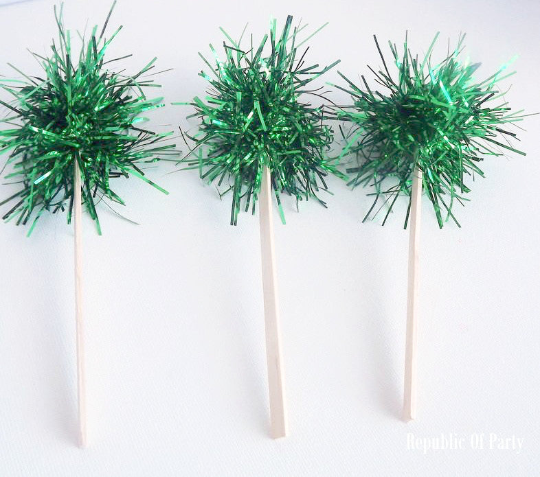 green tinsel food toppers for st patricks day