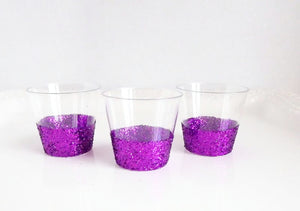 Glitter Plastic Shot Glasses-Purple