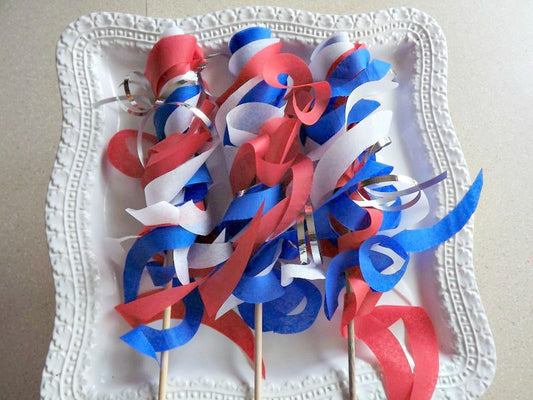 Paper Wand Streamers Red, White, Blue