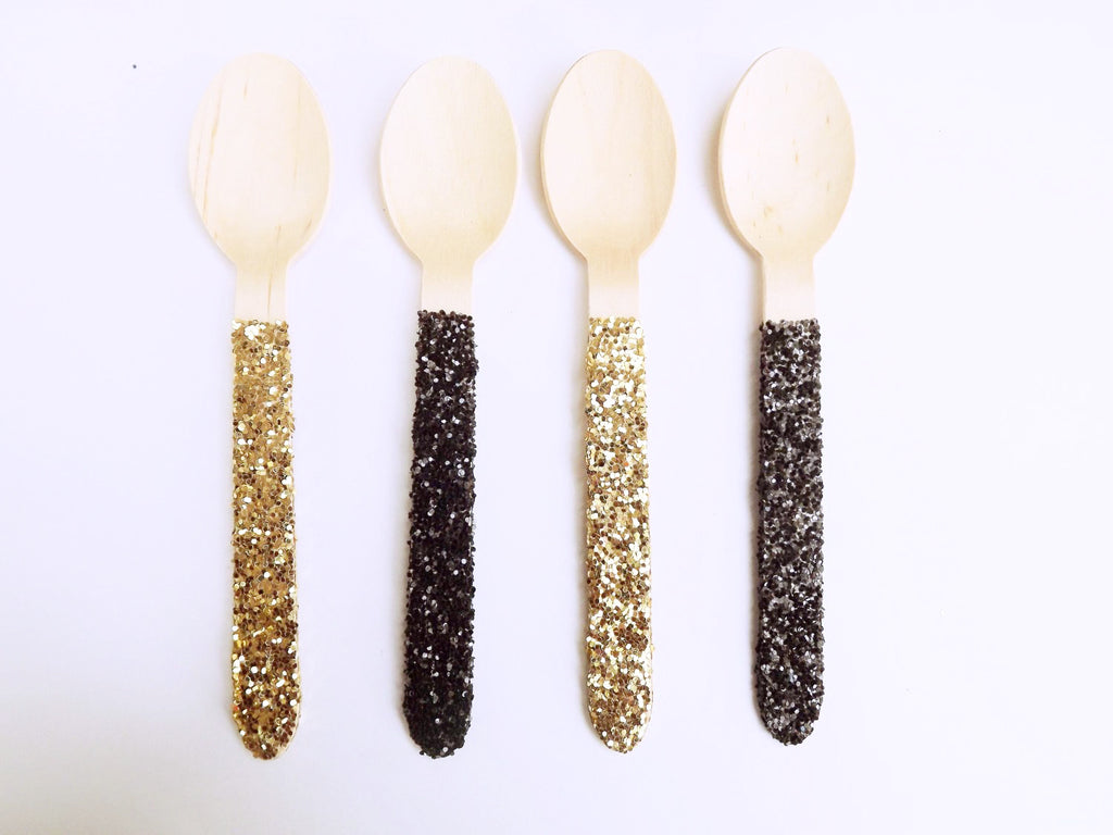 Black and gold wooden spoons