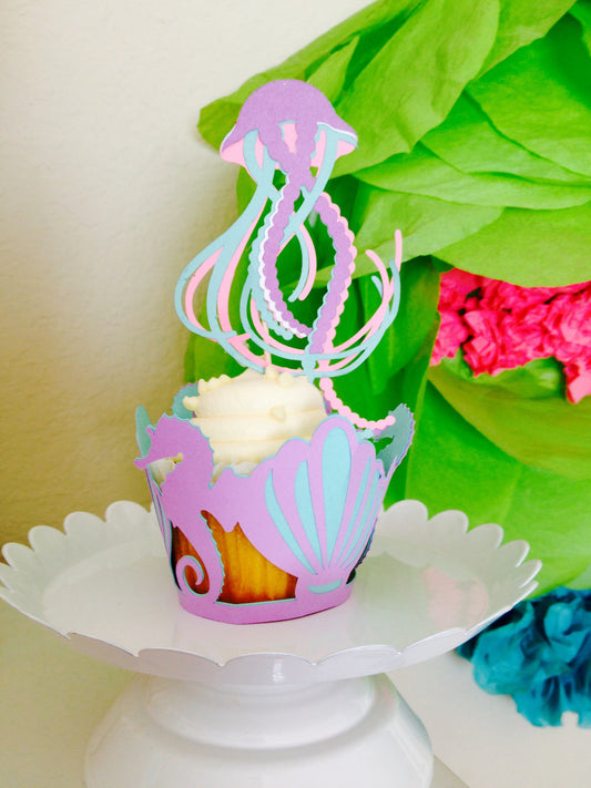 Seahorse & Jellyfish Cupcake Topper Set