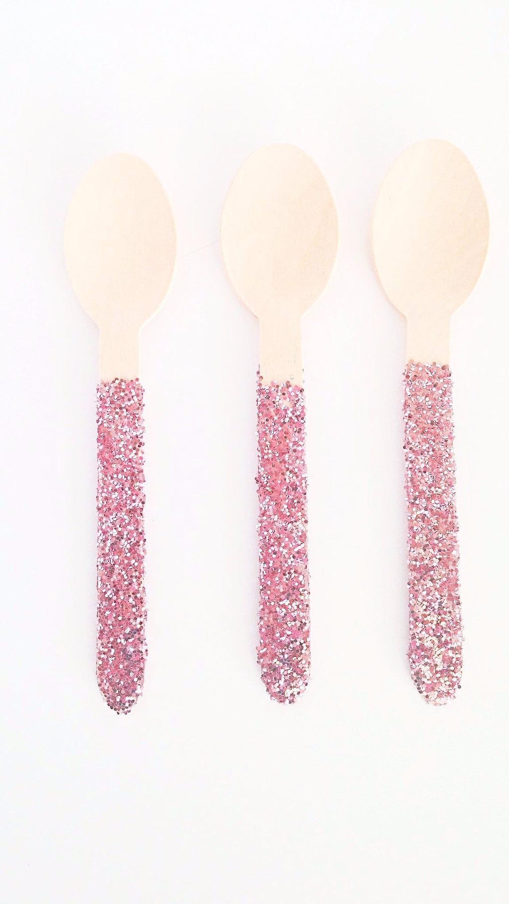pink glitter spoons