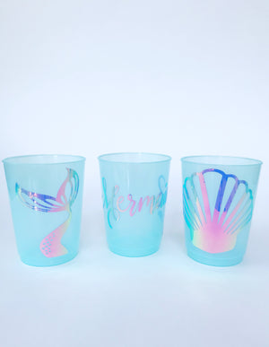 blue mermaid plastic cups