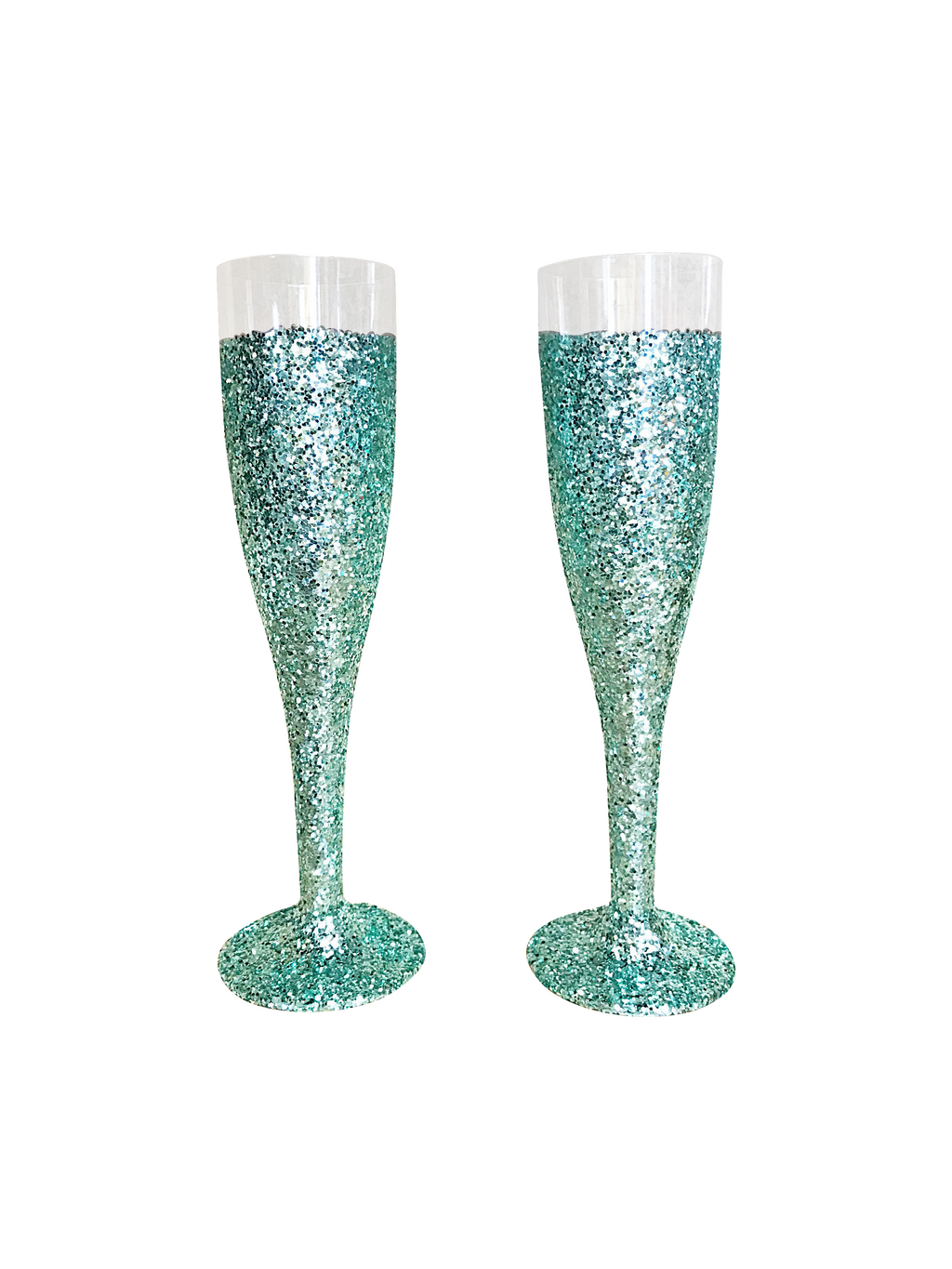 Mint Glitter Champagne Flutes